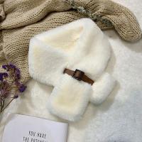韩版獭兔毛百搭保暖皮草加厚围巾女冬款学生毛毛围脖毛绒披肩情侣 米白色