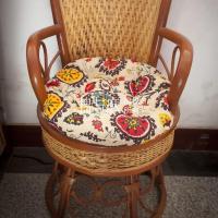 棉麻新款田园蒲复古民族风圆形坐垫办公室椅垫加厚学生板凳软垫子 太阳花 30直径