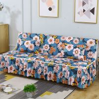 加厚折叠无扶手沙发床套罩布四季通用全盖防滑沙发垫沙发套抱枕套 百花丛 45*45抱枕套(不含芯)