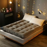 加厚保暖羊羔绒床垫学生宿舍单人双人可折叠榻榻米防滑床垫褥子 加厚升级款羊羔绒灰色 60x120cm[儿童床垫]