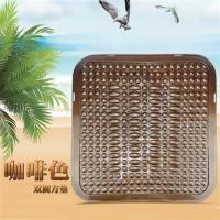 凉席一体全套塑料四季靠背座垫坐姿汽车凉垫夏季透气多功能坐垫 双圆方垫-咖色