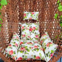 吊篮吊椅坐垫阳台藤椅室内家用秋千摇摇椅吊床鸟巢摇篮垫可坐可躺 红玫瑰 单人通用坐垫+靠枕[加厚款]