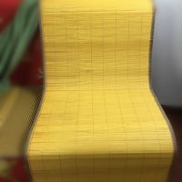 夏天凉席坐垫靠垫一体夏季办公室电脑椅子透气竹座垫老板垫屁股垫 条纹黄 长130乘以45cm送扶手垫