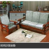 实木沙发垫带靠背海绵坐垫春秋椅垫老式木头沙发椅子垫防滑可拆洗 荷塘月色黄 优质棉长50cm高60cm