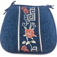 新中式餐椅垫加厚布艺坐垫冬季屁股垫椅子垫抱枕垫子座垫四季可拆 新中式绣花-藏蓝 抱枕套 45*45