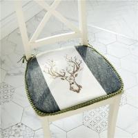 现代简约家用餐椅垫四季加厚实木椅垫餐桌椅屁股坐垫椅子垫带绑带 一鹿有你-墨绿 45x43cm(可拆卸带绑带)