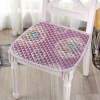 夹棉坐垫椅垫加厚单垫子椅子欧式餐椅学生坐垫餐桌椅垫办公室布艺 小花边紫色 40*40