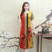 大牌杭州重磅真丝桑蚕丝大码宽松中老年女装妈妈气质短袖连衣裙女 1号色 XL [120斤以下]