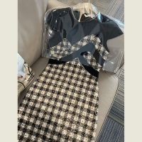 小香风连衣裙女2021新款夏季蕾丝法式复古收腰*气质修身裙子潮 图片色 2XL