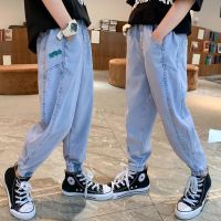 男童牛仔裤2021新款春秋时尚长裤儿童裤子中大童初秋男童休闲潮裤 浅蓝色 110 建议身高105cm以内