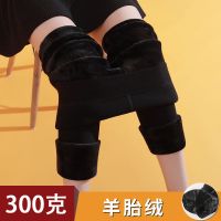 花开富贵蚕丝棉裤女冬加绒加厚打底裤女外穿高腰踩脚保暖一体裤 300克羊胎绒特厚 送棉袜 小码80-120斤