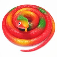 逼真仿真蛇创意塑胶儿童玩笑动物假软蛇模型小玩具弹性假蛇橡皮蛇 田蛇70cm[一条]红色[拍二送一]