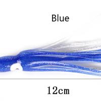路亚饵硅胶鱿鱼头 仿真彩色鱿鱼饵 空心章鱼饵假饵软体饵鱼饵钓饵 12cm蓝色 3只
