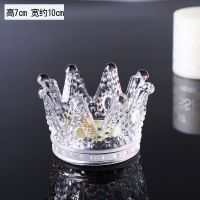 北欧风铁艺麋鹿蜡烛台小摆件创意浪漫餐桌烛光晚餐家用装饰品道具 皇冠烛台-透明