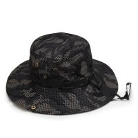 渔夫帽太阳帽男户外男士钓鱼遮阳登山帽夏天工地防紫外线大檐帽 10cm米黑色 56-60cm