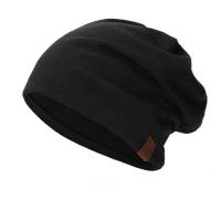 春季包头帽子男韩版套头帽春秋棉帽月子帽女防风睡帽头巾堆堆帽 黑色 均码[54-59]