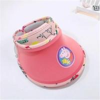 儿童防晒帽夏季薄款大帽檐男女童空顶帽子宝宝卡通遮阳太阳帽凉帽 西瓜红小猪 建议年龄2-7岁头围48-52cm