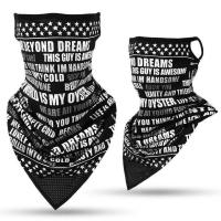 户外骑行防晒面罩男冰丝挂耳头巾钓鱼围脖套护脸颈遮阳面罩三角巾 星边灰白字母 80-130斤 面罩L码