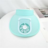 夏季儿童风扇帽子空顶遮阳帽防晒带风扇帽男女童太阳帽大檐亲子帽 天蓝色 2岁-成人（可调节送数据线）