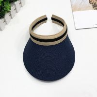 帽子女韩版百搭空顶鸭舌帽女夏天出游防晒遮阳太阳草编无顶潮草帽 藏青(空顶草帽) 收藏关注领红包