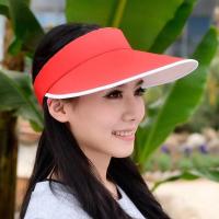遮阳帽女大檐防晒帽户外休闲无顶帽骑车遮脸太阳帽夏大沿空顶帽 M2019空顶帽[大红]