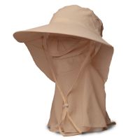 夏季防晒帽子女士面纱遮阳帽防柳絮防蚊虫遮脸夏天户外大沿太阳帽 全方位帽子 米色 均码 可调节(送防风绳)