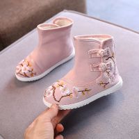 2020新款汉服鞋子加绒棉鞋女童绣花鞋老北京儿童布鞋学生表演出鞋 D01C粉色 25码/15cm