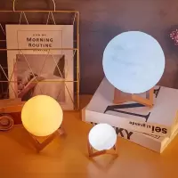 星空小夜灯房间装饰物品生日礼物女生闺蜜创意月球灯特别毕业礼物 月球灯白光 8厘米无支架