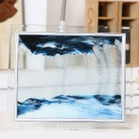 生日礼物沙漏摆件3D山水画玻璃流沙画创意办公室桌面摆件装饰品 海蓝 5寸磨边