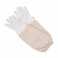 羊皮手套养蜂专用防蜂蜇加厚柔软取蜂蜜工具透气防护手套 白色L(码小)