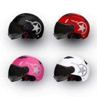 哈雷头盔夏季电瓶车安全头帽电动摩托车可爱机车四季头盔男士女士 颜色随机(ABS加强加厚)