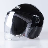 电动车头盔电瓶男女士秋冬季防雾保暖半盔四季通用全盔轻便式骑行 617款半盔 黑色[透明镜片]