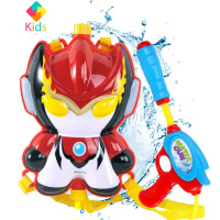 奥特曼背包水枪玩具儿童男孩罗布呲水枪喷水枪宝宝抽拉式真智力 罗布兄弟背包水枪【红色】 标准配置动漫