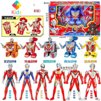 奥特曼玩具套装组合全套特大号超人变身器面具男孩儿童怪兽迪迦赛真智力 2只11cm超人+超人变形桶标配动漫