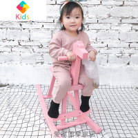 宝宝宴玩具实木制装饰木摇摇马2椅4周3岁儿童房摆件摄影道具可玩真智力 粉红色