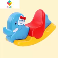 加厚宝宝三色摇摇马儿童塑料音乐摇马幼儿园木马摇马儿童木马真智力 三色小象
