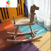 宝宝宴玩具实木制装饰木摇摇马2椅4周3岁儿童房摆件摄影道具可玩真智力 原木色