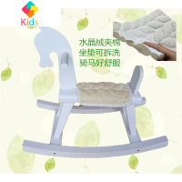 儿童玩具摇马纯实木加厚摇椅白色大人可坐周岁北ins装饰新年礼物真智力 白色+米白绒边坐垫