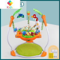 婴儿跳跳椅哄娃器多功能游戏桌宝宝弹蹦跳椅健身架玩具3-18个月真智力 升级新款橙色跳跳椅+充电版+地毯
