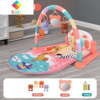 婴儿玩具脚踏钢琴健身架新生脚蹬床宝宝幼儿0-6个月3儿童哄娃器真智力 森林乐园粉色+充电套装
