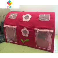 儿童床帐篷公主床幔男孩上下双层床装饰防蚊防摔室内游戏屋小房子真智力 玫红色