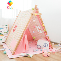 儿童帐篷室内公主女孩粉色木制玩具游戏屋宝宝家用小房子礼物促销真智力 粉绿粉帐篷单品A 送星星灯和旗子