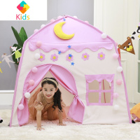 儿童帐篷女孩公主内小房子游戏屋男孩床上睡觉防蚊帐篷幼儿园真智力 粉牛津布+送木夹子+彩旗+手套