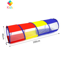 儿童阳光室内爬行彩虹隧道帐篷感统钻山洞训练幼儿园宝宝玩具爬筒真智力 红黄蓝网纱通道