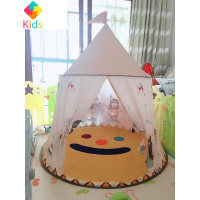 儿童小帐篷儿童印第安游戏室内蒙古包帐篷男孩女孩圆形玩具小屋家真智力 粽色+灯串+笑脸地垫