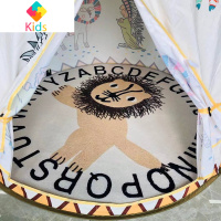 儿童小帐篷儿童印第安游戏室内蒙古包帐篷男孩女孩圆形玩具小屋家真智力 黄色+灯串+狮子地垫 地垫分开发货!!