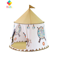 儿童小帐篷儿童印第安游戏室内蒙古包帐篷男孩女孩圆形玩具小屋家真智力 黄色帐篷 开窗孔无纱网 无灯