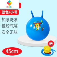 羊角球感统训练器材幼儿园小号跳跳球儿童大号充气加厚蹦蹦球玩具真智力 蓝色加厚45厘米羊角球(送气泵)