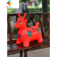 儿童充气坐骑小鹿蹦蹦宝宝音乐气囊充气马可坐跳跳马玩具加厚加大真智力 姜黄色