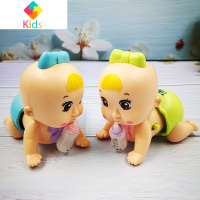 宝宝跟学爬行会叫爸爸妈妈婴幼儿0-3-6-12个月电动爬娃娃儿童玩具真智力 奶瓶爬娃(蓝绿随机一只)男孩(送电池)